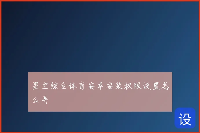 星空综合体育安卓安装权限设置怎么弄